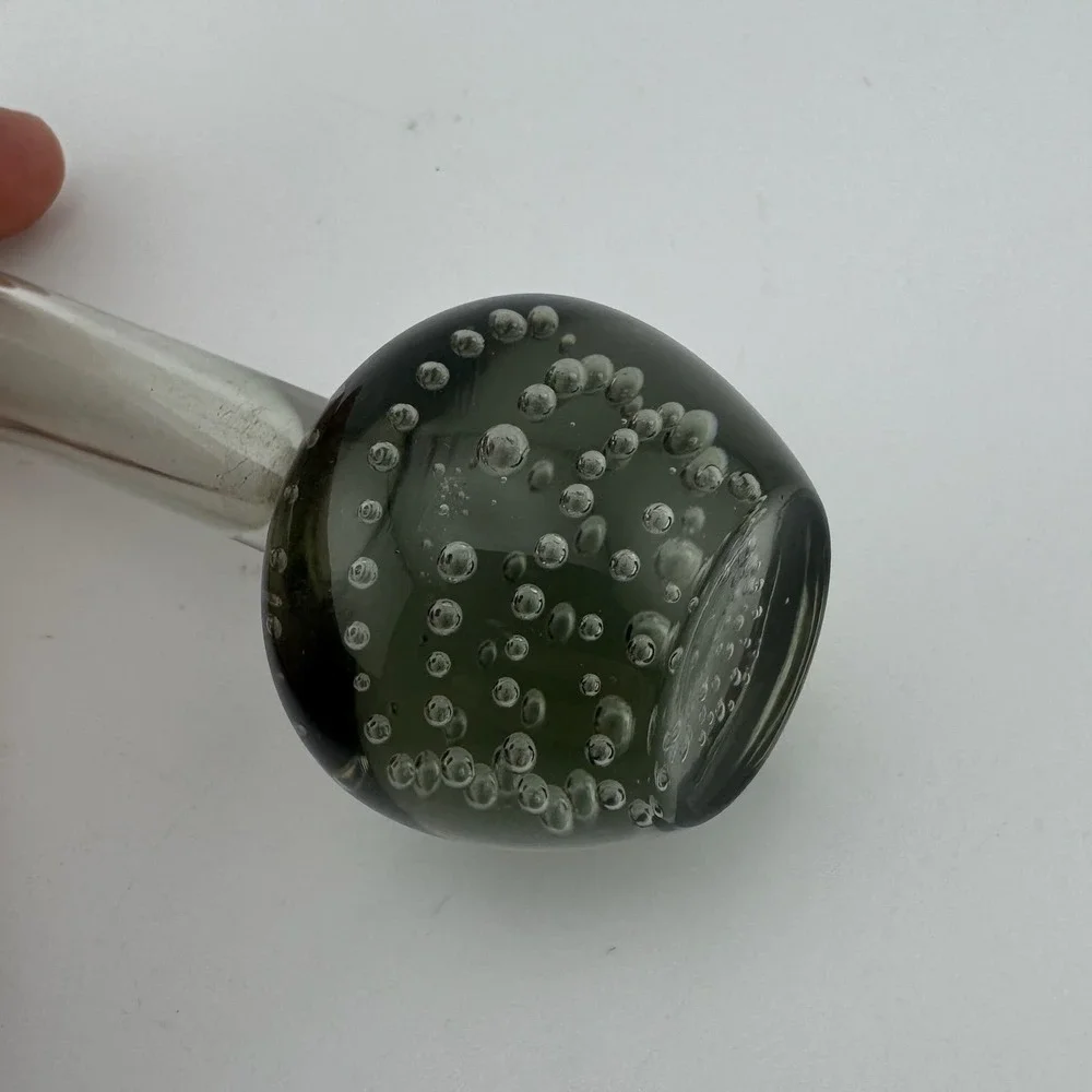 Bud Vase 6in Smoke Gray Mid-Century‎ Controlled Bubble Glass